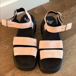 Dr. Martens Pink Suede Strap Sandals